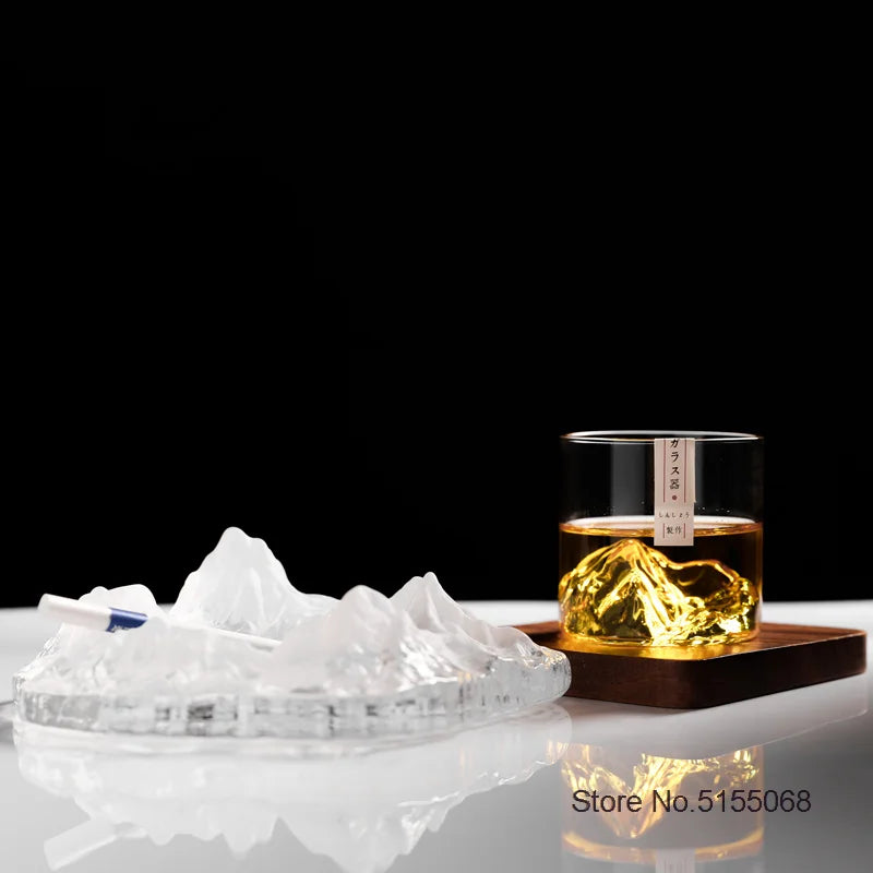 Japão 3d montanha uísque vidro glaciar antigo uísque rock copos uísque-vidro caixa de presente de madeira copo de vodka copo de vinho
