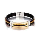 puseira masculina de ouro Pulseiras de aço inoxidável manguito para homens mulher pulseira de borracha preta com corrente 17 19 21cm cinto ajustável homem mão jóias presentes masculino frete grátis