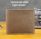 Feito à mão do vintage cavalo louco couro genuíno dos homens carteira bolsa de couro curto cartão carteira para masculino clipes de dinheiro saco de dinheiro