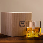 Japão 3d montanha uísque vidro glaciar antigo uísque rock copos uísque-vidro caixa de presente de madeira copo de vodka copo de vinho