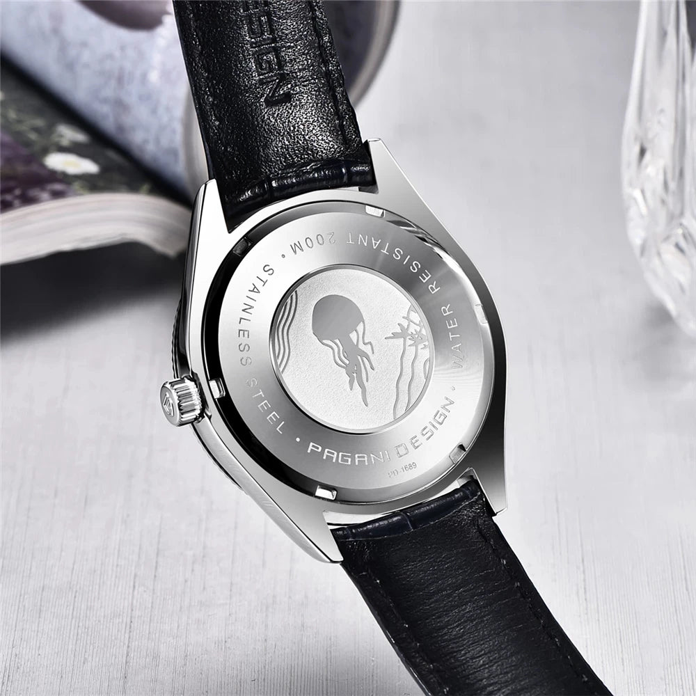 Pagani design masculino relógios de pulso quartzo luxo vidro safira mergulhador relógio masculino 200m à prova dwaterproof água data relógio de negócios para homem