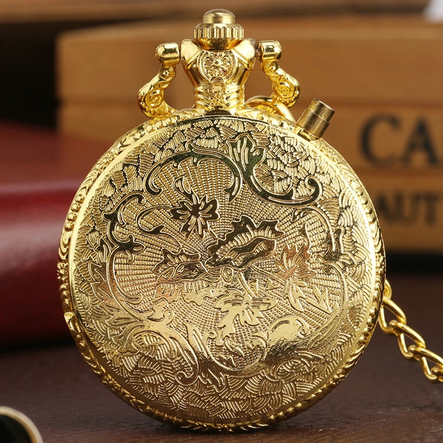 Top luxo ouro luminoso led relógio de bolso quartzo trem locomotiva motor steampunk quartzo fob luz relógio presentes para homens