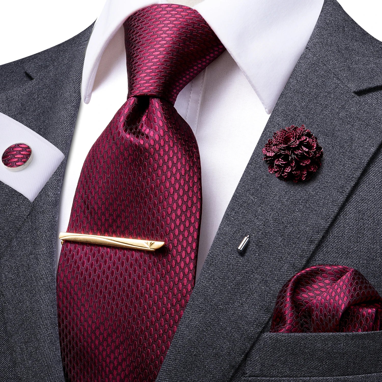 Gravata amarela marrom Paisley para homens, clipe de seda masculino, gravata de luxo, conjunto de abotoaduras, presente de casamento formal