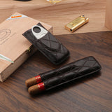 Xifei conjunto de estojo de charuto de couro com 2 espaços, caixa umidificador portátil com cortador de aço inoxidável, acessórios de armazenamento de cigarro para viagem e fumar