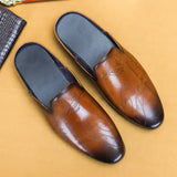 Chinelos masculinos de luxo italiano mocassins de couro genuíno mocassins casuais antiderrapantes sapatos masculinos moda verão metade sapatos para homem