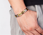 puseira masculina de ouro Pulseiras de aço inoxidável manguito para homens mulher pulseira de borracha preta com corrente 17 19 21cm cinto ajustável homem mão jóias presentes masculino frete grátis
