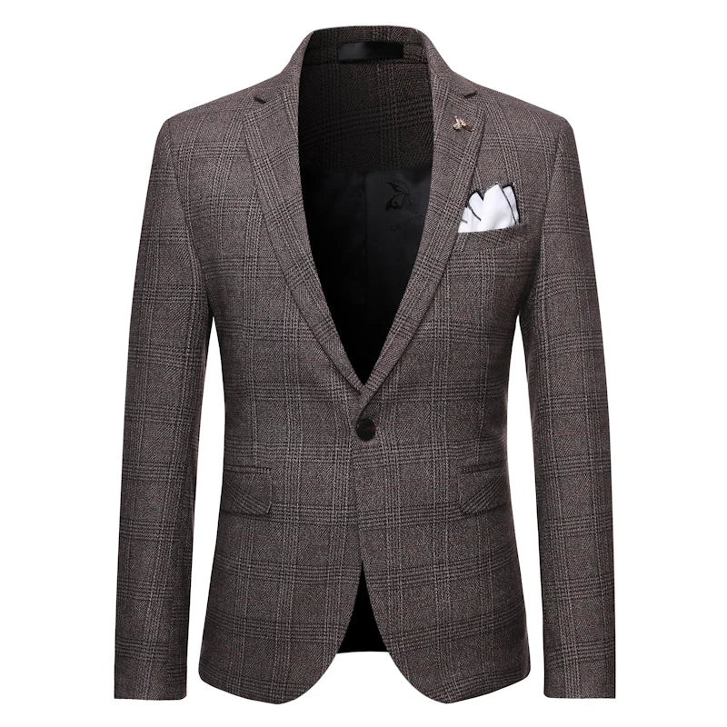 (Jaquetas + colete + calça) masculino noivo vestido de casamento xadrez ternos formais conjunto de alta qualidade moda masculina casual terno de negócios de três peças