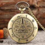 Olho da providência cidade estranha triângulo diabo relógio de bolso de quartzo gravidade bill cipher queda tempo gem colar pingente relógio presentes