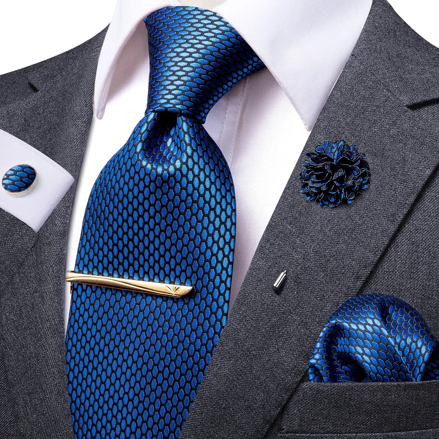 Gravata amarela marrom Paisley para homens, clipe de seda masculino, gravata de luxo, conjunto de abotoaduras, presente de casamento formal