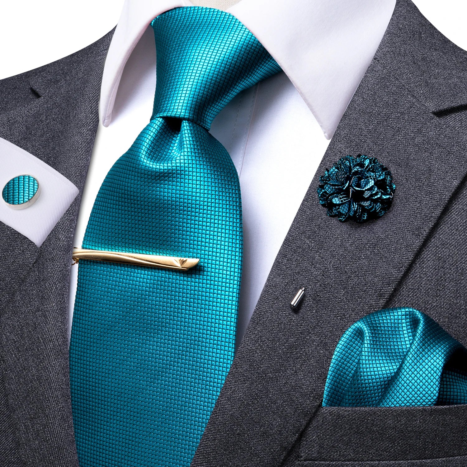 Gravata amarela marrom Paisley para homens, clipe de seda masculino, gravata de luxo, conjunto de abotoaduras, presente de casamento formal