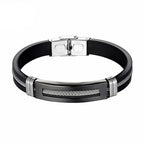 puseira masculina de ouro Pulseiras de aço inoxidável manguito para homens mulher pulseira de borracha preta com corrente 17 19 21cm cinto ajustável homem mão jóias presentes masculino frete grátis