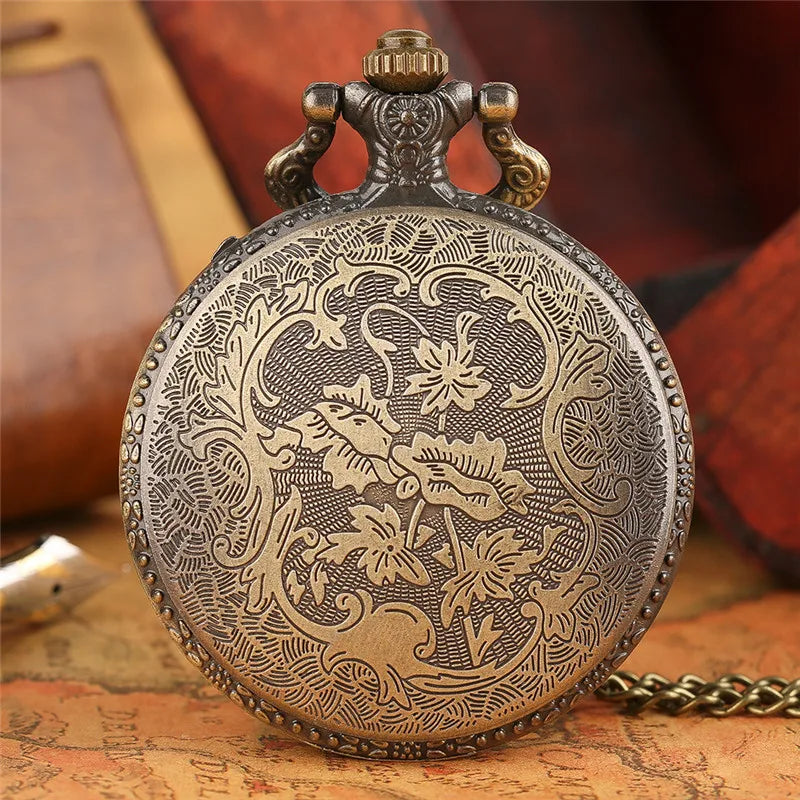 Retro bronze zodiac constellation caso oco colar de bolso relógio moderno austrália mapa pingente moda fob corrente jóias relógio