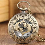 12 constellation astrologia zodíaco retro bolso relógio bronze colar pingente das mulheres dos homens oco flip cover quartzo presentes de natal