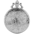 Luxo prata escudo coroa padrão relógio de bolso de quartzo moda colar pingente corrente jóias presente steampunk relógio para homem