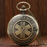 Quartz Pocket Watch para Enfermeira e Médico, EMT Retro, Técnico Médico de Emergência, Emblema Paramédico, EMS Rescue, Chain Pendant Gifts