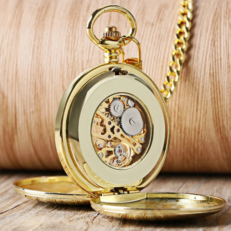 Top luxo suave numerais romanos relógio de bolso mecânico do vintage steampunk mão enrolamento relógio masculino fob com corrente gancho
