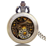 As melhores presentes steampunk roda engrenagem pingente relógio de bolso hora relógio vintage quartzo analógico mostrador redondo masculino feminino colar corrente relógios