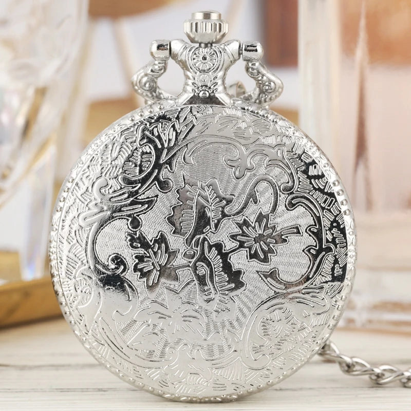 Luxo prata escudo coroa padrão relógio de bolso de quartzo moda colar pingente corrente jóias presente steampunk relógio para homem