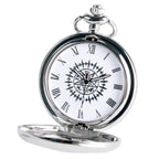Popular anime preto mordomo kuroshitsuji cosplay sebastian ciel luxo colar de prata corrente relógio de bolso unisex presentes dos namorados