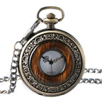 Madeira do vintage caso redondo relógio de bolso de luxo quartzo analógico metade caçador para homens feminino fob relógio de madeira com corrente presente superior ulzzang
