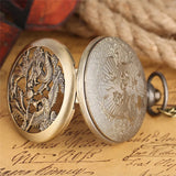 Relógio de bolso Dragon Phoenix masculino, caixa bronze oca, colar pingente, breve número árabe, relógio mostrador redondo, moda casual