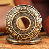 Retro bronze zodiac constellation caso oco colar de bolso relógio moderno austrália mapa pingente moda fob corrente jóias relógio