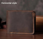 Feito à mão do vintage cavalo louco couro genuíno dos homens carteira bolsa de couro curto cartão carteira para masculino clipes de dinheiro saco de dinheiro