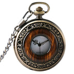 Madeira do vintage caso redondo relógio de bolso de luxo quartzo analógico metade caçador para homens feminino fob relógio de madeira com corrente presente superior ulzzang