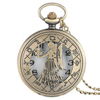12 constellation astrologia zodíaco retro bolso relógio bronze colar pingente das mulheres dos homens oco flip cover quartzo presentes de natal