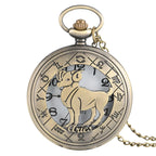 12 constellation astrologia zodíaco retro bolso relógio bronze colar pingente das mulheres dos homens oco flip cover quartzo presentes de natal