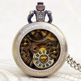 As melhores presentes steampunk roda engrenagem pingente relógio de bolso hora relógio vintage quartzo analógico mostrador redondo masculino feminino colar corrente relógios