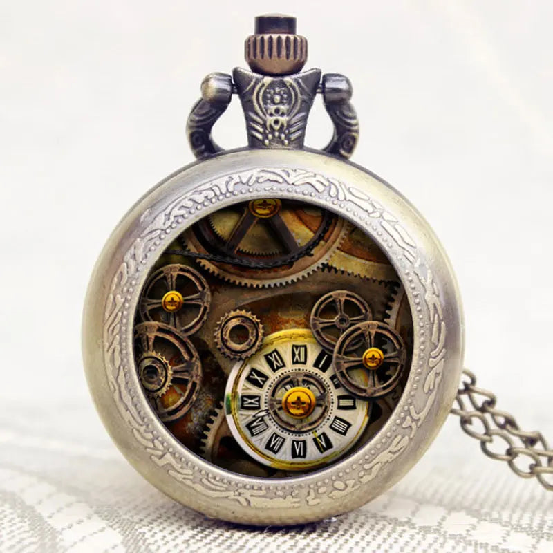As melhores presentes steampunk roda engrenagem pingente relógio de bolso hora relógio vintage quartzo analógico mostrador redondo masculino feminino colar corrente relógios