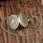 Retro Bronze Três-Headed Dragon Monster Pendant Relógio de bolso, quartzo, colar, camisola, FOB Cadeia, Relógio com Acessório, FOB