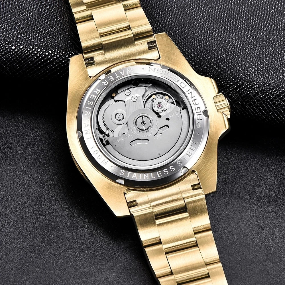 Pagani design 40mm relógio mecânico masculino safira aço inoxidável caixa de ouro à prova dwaterproof água relógio de negócios masculino relogio masculino