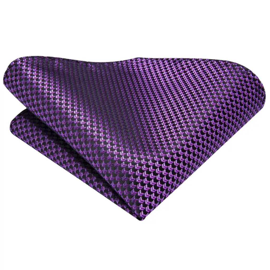 Gravata roxa sólida para homens, broche de abotoaduras Hanky, presente de gravata de casamento, designer de gravata de seda de luxo, 8,5 cm