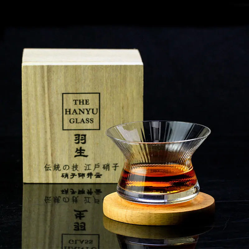Japonês edo kiriko uísque rotação vidro puro tigela coleção cristal copo de uísque cappie xo brandy snifter limitada caixa de presente de madeira
