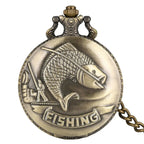 Relógio de bolso completo Hunter Quartz Gold Fish Fob, relógio pendente, corrente áspera 30cm, presentes de luxo para homens
