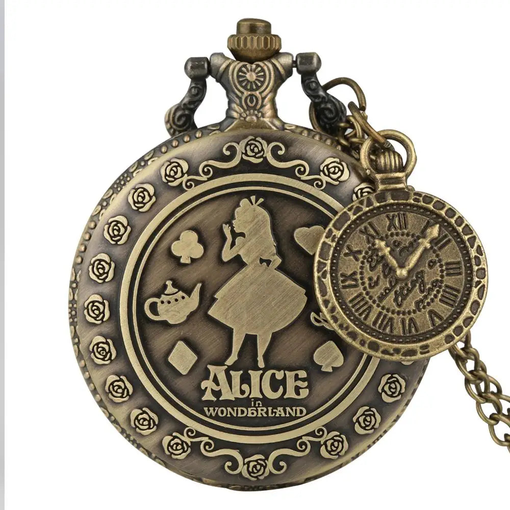 Vintage antigo cobre steampunk bronze oco engrenagem relógio de bolso de quartzo colar pingente corrente relógio masculino feminino com acessório