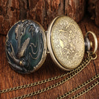 Relógio de bolso de quartzo de bronze guindaste/alce/elefante animal relógio de bolso redondo dial bolso colar pingente camisola corrente relógio de bolso para homens