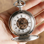 Top luxo suave numerais romanos relógio de bolso mecânico do vintage steampunk mão enrolamento relógio masculino fob com corrente gancho