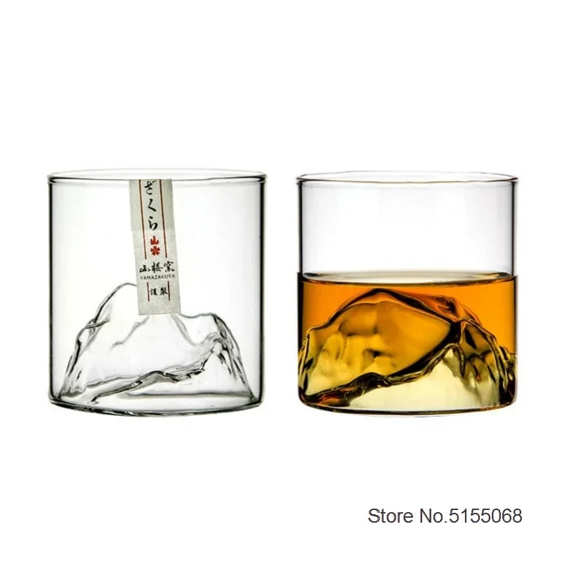 Japão 3d montanha uísque vidro glaciar antigo uísque rock copos uísque-vidro caixa de presente de madeira copo de vodka copo de vinho