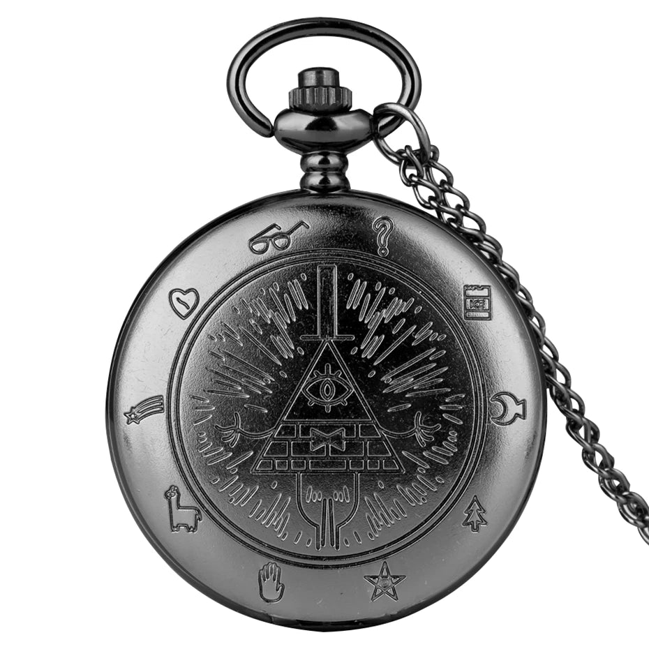 Olho da providência cidade estranha triângulo diabo relógio de bolso de quartzo gravidade bill cipher queda tempo gem colar pingente relógio presentes