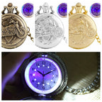 Prata motocicleta luminosa led flash moto design moda relógio de bolso de quartzo esculpida corrente relógio fob presente para homens