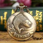 Relógio de bolso completo Hunter Quartz Gold Fish Fob, relógio pendente, corrente áspera 30cm, presentes de luxo para homens