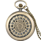 Relógio de bolso de quartzo sobrenatural para homens e mulheres pentagrama oco colar retro pingente corrente presentes de aniversário para amigos