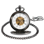 Top luxo suave numerais romanos relógio de bolso mecânico do vintage steampunk mão enrolamento relógio masculino fob com corrente gancho