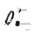Vnox exclusivas linhas de costura pulseiras de couro genuíno para homens mulheres barra de aço inoxidável em camadas pulseira causal
