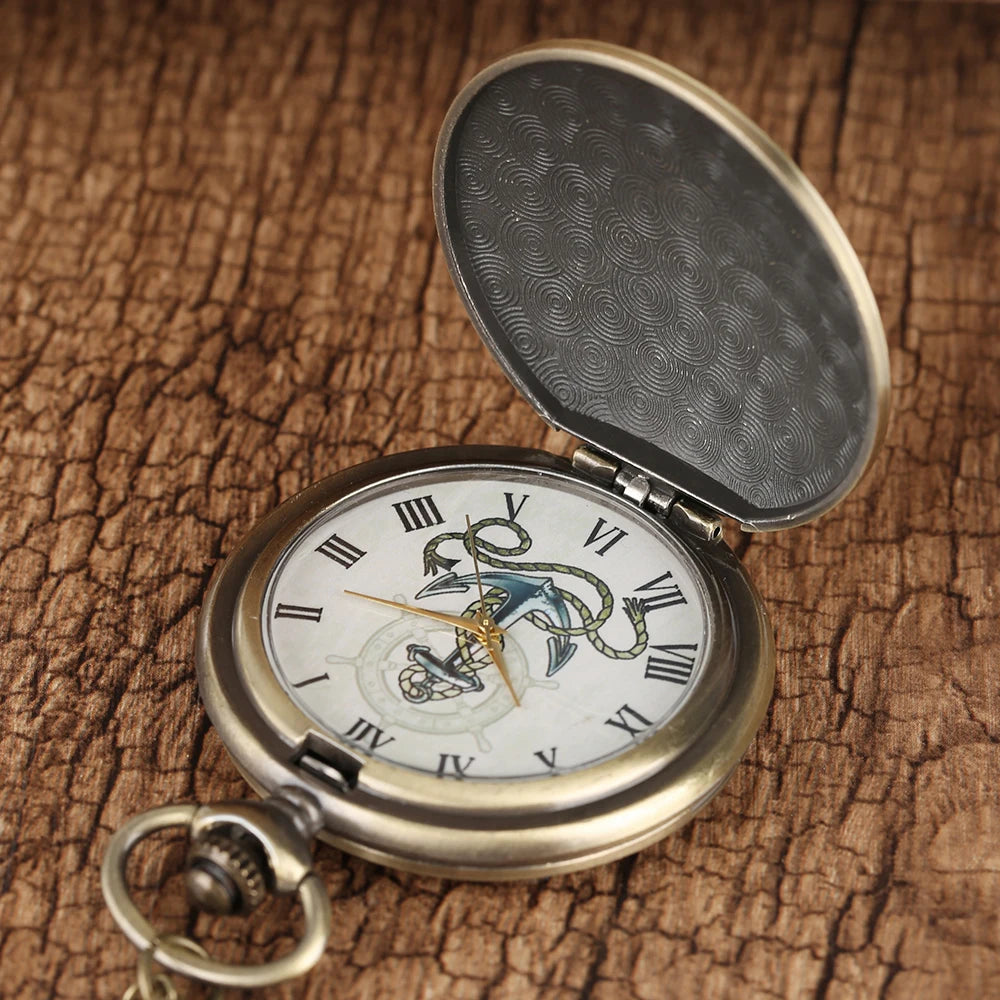 Antigo retro 3d corda bronze/prata vela relógio de bolso quartzo requintado colar pingente corrente fob relógios arte colecionáveis