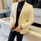 Estilo britânico cor sólida fino terno jaqueta masculina moda casual negócios blazers casacos de alta qualidade casamento social jaquetas elegantes