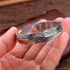 Pulseira de penas com padrão de grama Tang, masculina moderna, prata antiga, personalizada, versátil, pulseira aberta retrô